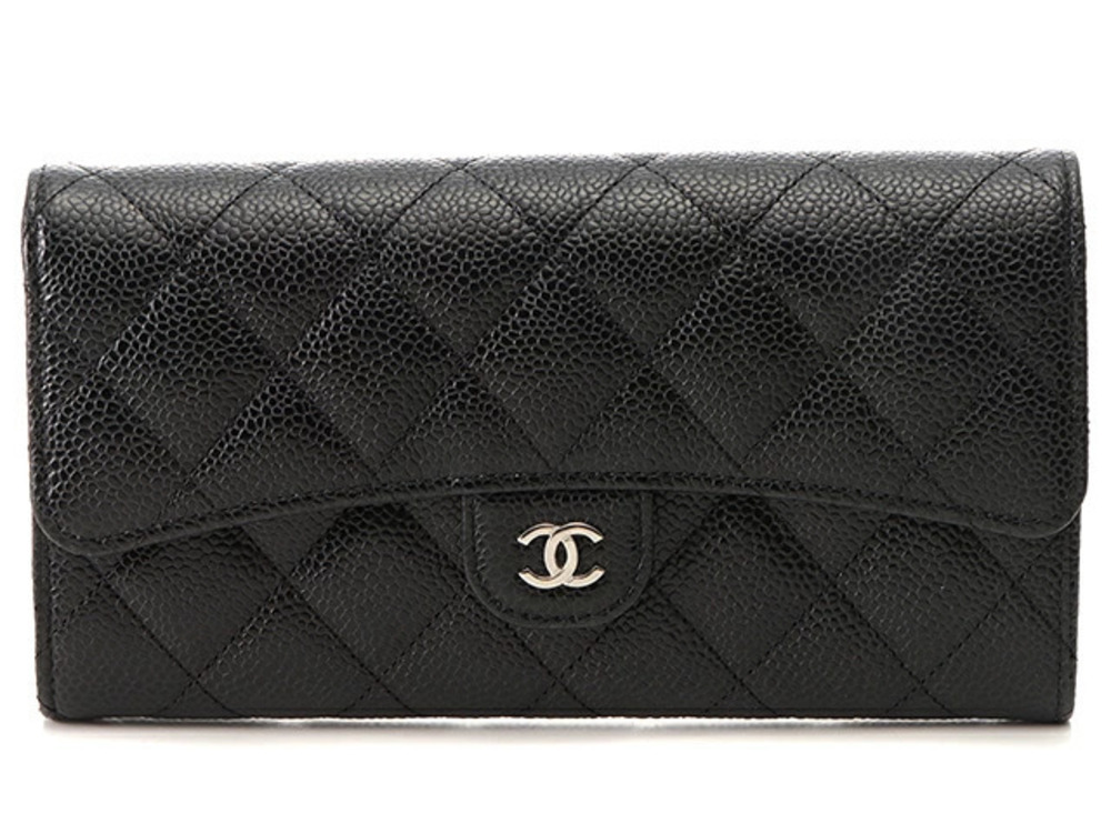 Louis Vuitton Flap Wallet Black SV Caviar Leather